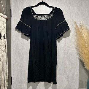 Max Studio Ruffle Sleeve Embroidered Dress